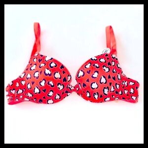 💕ⓅⒾⓃⓀ ⓋⓈ Orange Animal Print Push Up Bra✨NWT💕